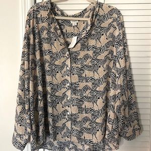 NWT J CREW FACTORY ZEBRA BLOUSE
